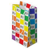 レインボー市松模様にとミュージカルノート スモールペーパーバッグ (正面アングル)