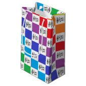 レインボー市松模様にとミュージカルノート スモールペーパーバッグ (裏面アングル)