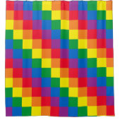 レインボー市松模様に シャワーカーテン (正面)