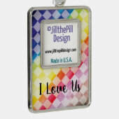 レインボー市松模様に シルバープレートフレームオーナメント (右)