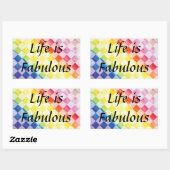 レインボー市松模様に 長方形シール (シート)