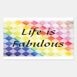 レインボー市松模様に 長方形シール