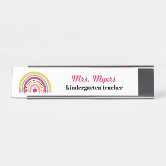 レインボー幼稚園先生 デスクネームプレート (正面)