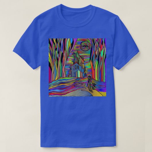 レインボー幽霊のよく出るハウス Tシャツ (デザイン正面)