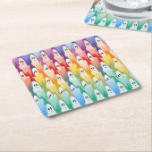 レインボー幽霊 スクエアペーパーコースター (アングル)