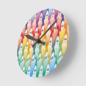 レインボー幽霊 ラウンド壁時計 (傾斜)