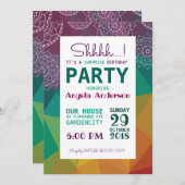 レインボー幾何学マンダラサプライズパーティの招待状 招待状 (正面/裏面)