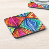 レインボー幾何学光学アート コースター (左側)