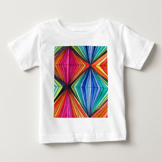 レインボー幾何学光学アート ベビーTシャツ (正面)