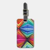 レインボー幾何学光学アート ラゲッジタグ (正面縦)