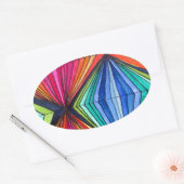 レインボー幾何学光学アート 楕円形シール (封筒)