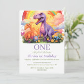 レインボー恐竜の誕生日テーマ 招待状 (スタンド正面)