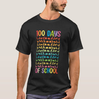 レインボー恐竜100日の学校お祝い Tシャツ