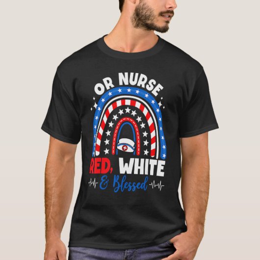 レインボー愛国的またはナース赤賛美白4番目O Tシャツ (正面)