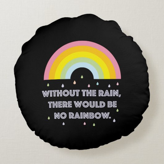 レインボー感動的とやる気を起こさせる引用文 ラウンドクッション (裏面)