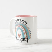 レインボー感動的は本当に可愛い ツートーンマグカップ (正面左)