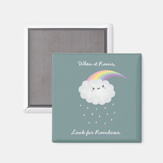 レインボー感動的引用文励ましことわざ マグネット (正面/裏面)