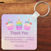 レインボー感謝していカップケーキユーガール1歳 キーホルダー (裏面)