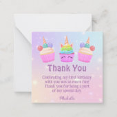 レインボー感謝していカップケーキユーガール1歳 ノートカード (正面)