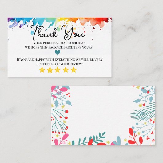 レインボー感謝していカラービジネス 名刺 (正面/裏面)