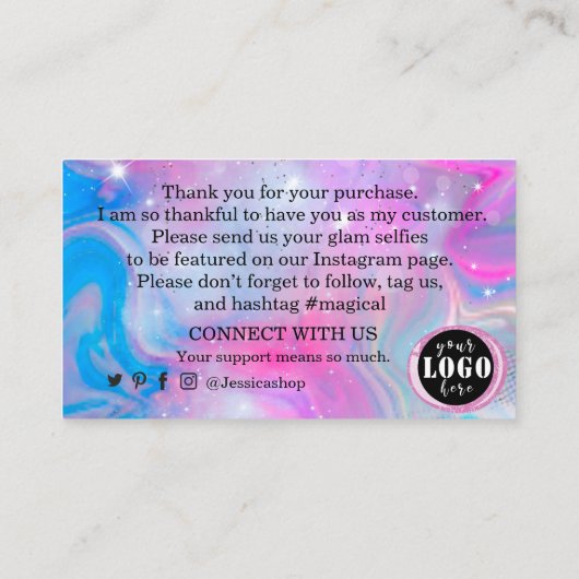 レインボー感謝していホログラフィーあなたの名刺 名刺 (裏面)