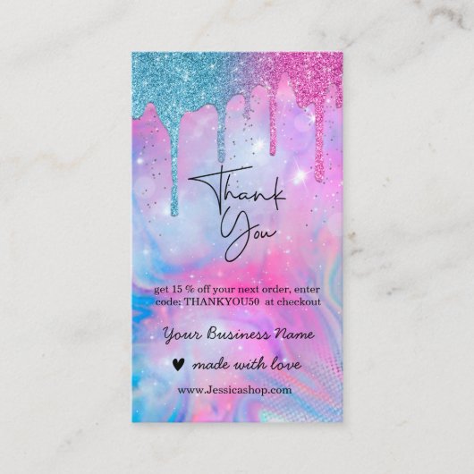 レインボー感謝していホログラフィーあなたの名刺 名刺 (正面)