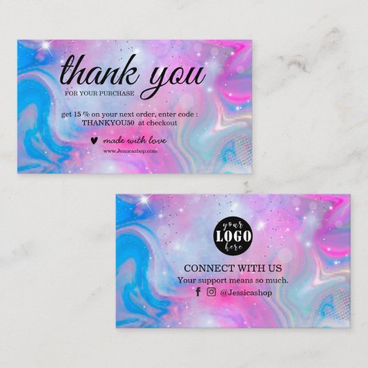 レインボー感謝していホログラフィーあなたの名刺 名刺 (正面/裏面)