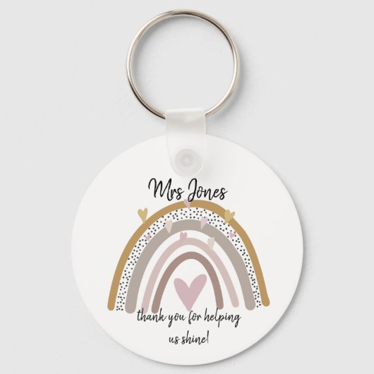 レインボー感謝していユー先生ギフト キーホルダー (正面)