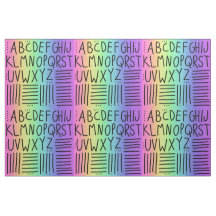 レインボー手書きABCsファブリック