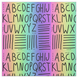 レインボー手書きABCsファブリック ファブリック