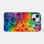 レインボー抽象波 iPhone 15ケース (裏面横)