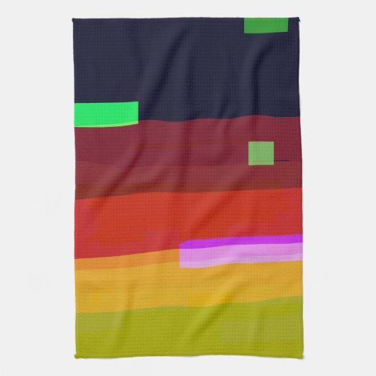 レインボー抽象芸術アート キッチンタオル (縦)