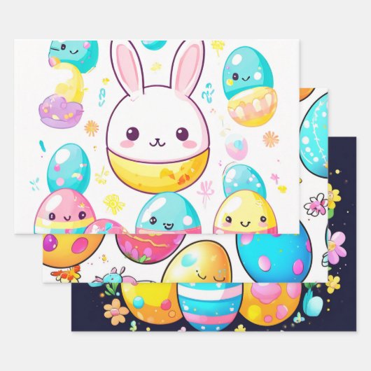 レインボー抽象芸術イースターエッグラップ ラッピングペーパーシート (セット)