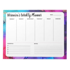 レインボー抽象芸術ウィークリーTo Doリストのメモ帳プランナー ノートパッド