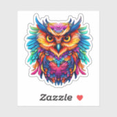 レインボー抽象芸術カラフルフクロウ水彩画 シール (シート)