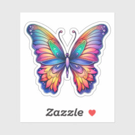 レインボー抽象芸術バタフライ水彩画 シール