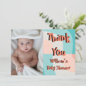 レインボー抽象芸術フォトベビーシャワーサンキューカード 招待状 (スタンド正面)