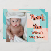 レインボー抽象芸術フォトベビーシャワーサンキューカード 招待状 (正面/裏面)