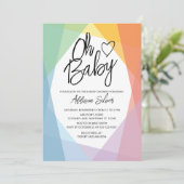 レインボー抽象芸術ベビーシャワー 招待状 (スタンド正面)