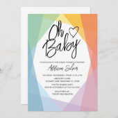 レインボー抽象芸術ベビーシャワー 招待状 (正面/裏面)