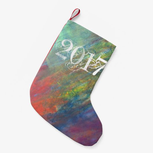 レインボー抽象芸術 |ブラッカッコいいクサイケデリックストローク スモールクリスマスストッキング (正面 (吊り時))