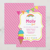 レインボー招待状 / アイスクリーム招待状 招待状 (正面/裏面)