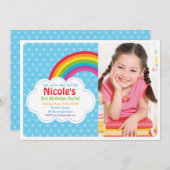 レインボー招待状/レインボー誕生日招待状 招待状 (正面/裏面)