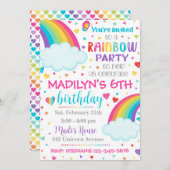 レインボー招待状 |レインボー誕生日招待状 招待状 (正面/裏面)