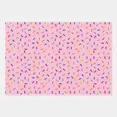 レインボー振りカラフル付け紙吹雪ライトピンク ラッピングペーパーシート (正面2)