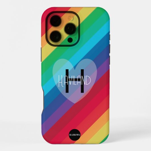 レインボー携帯電話ケースとハート名HAMbWG iPhoneケース (裏面)