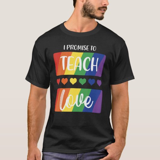 レインボー教え先生Lgbtqを愛する Tシャツ (正面)