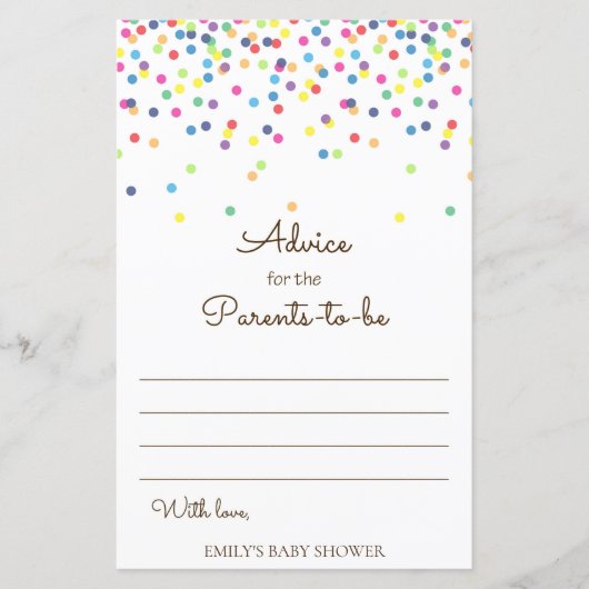 レインボー散水式ベビーシャワーゲーム印刷 (正面)