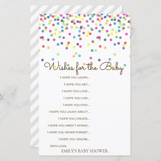 レインボー散水式ベビーシャワーゲーム印刷 (正面/裏面)