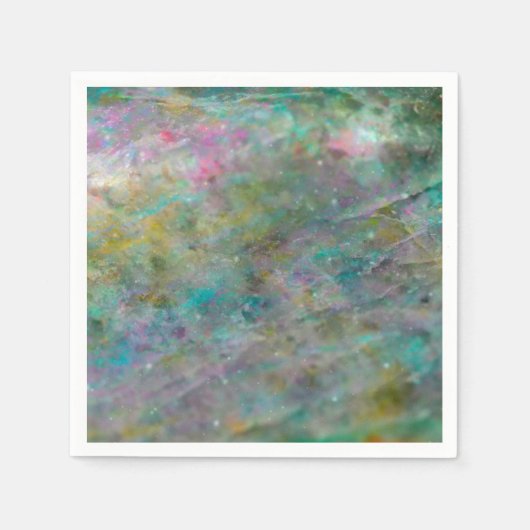 レインボー数々のカラーのクリスタルロック大理石 スタンダードカクテルナプキン (正面)